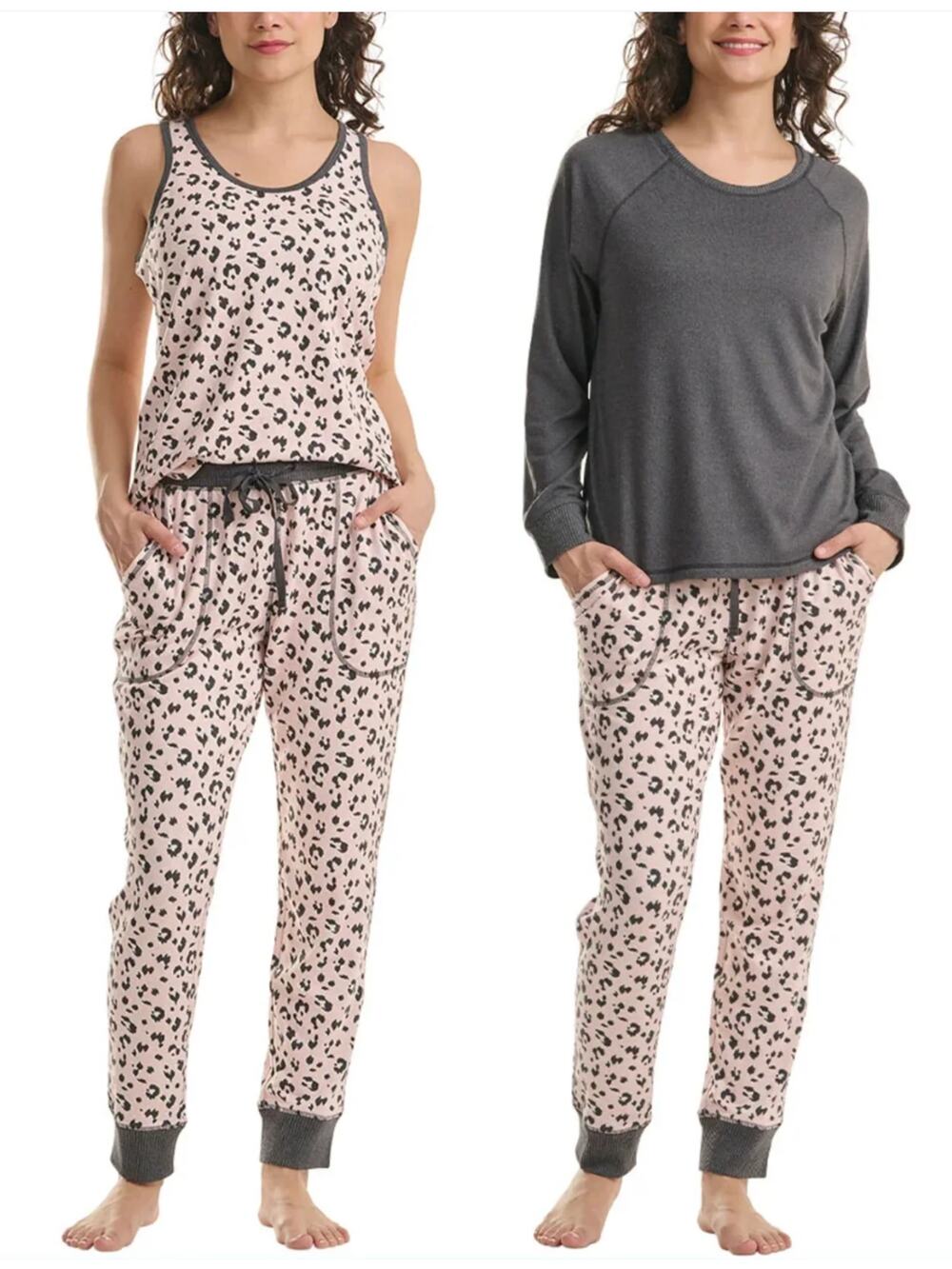 Karen Neuburger 3 Piece Printed Soft Pajama Lounge Set Womens Size XL Grey New